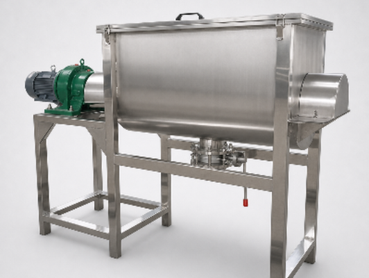 Ingredient mixer for controlled recipe preparation before extrusion.