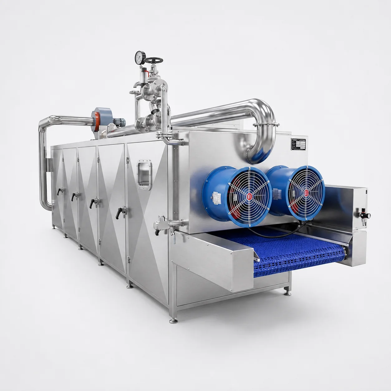 Continuous mesh-belt hot-air drying tunnel
