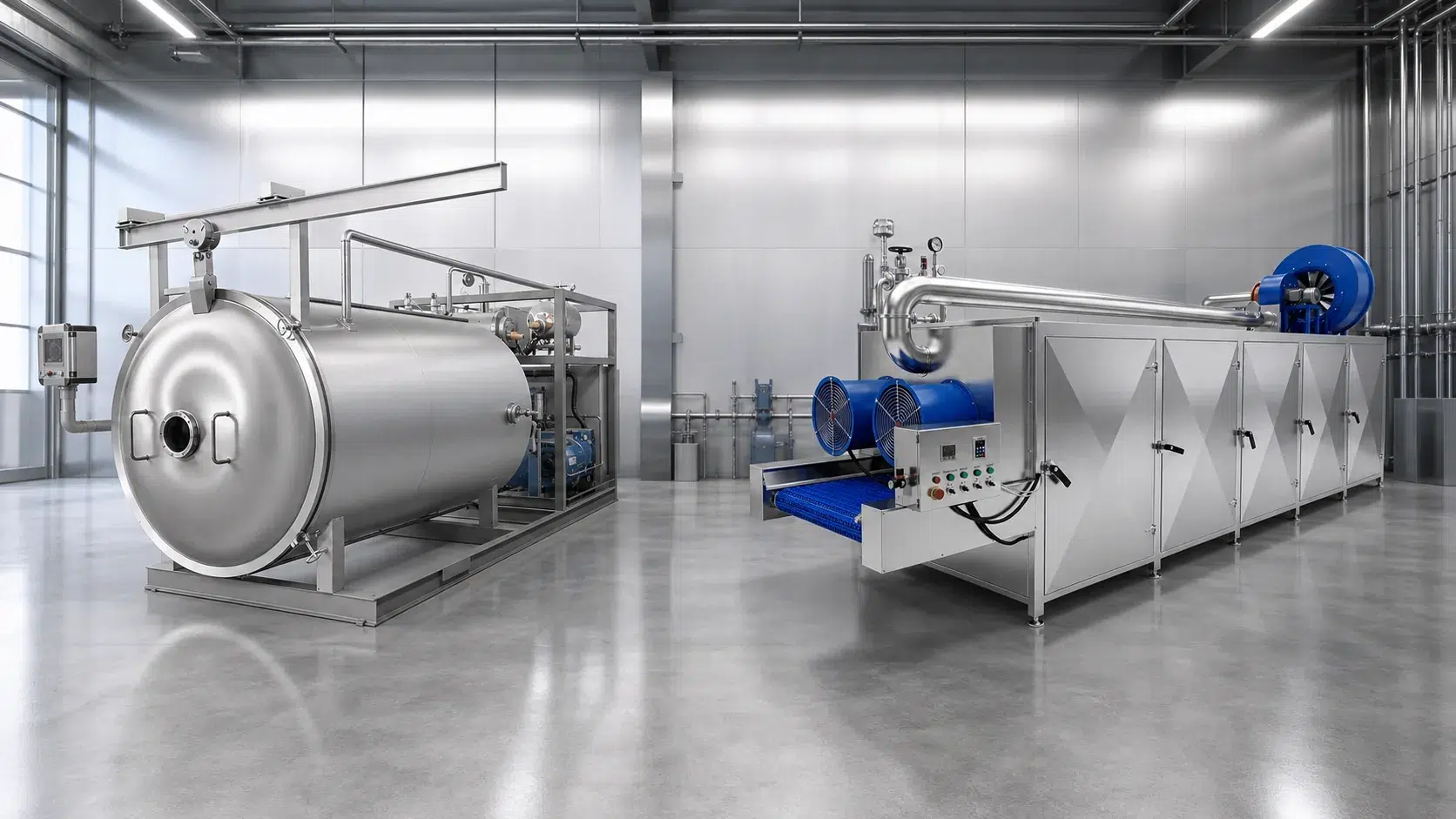 Vacuum freeze dryer and mesh-belt hot-air dryer comparison