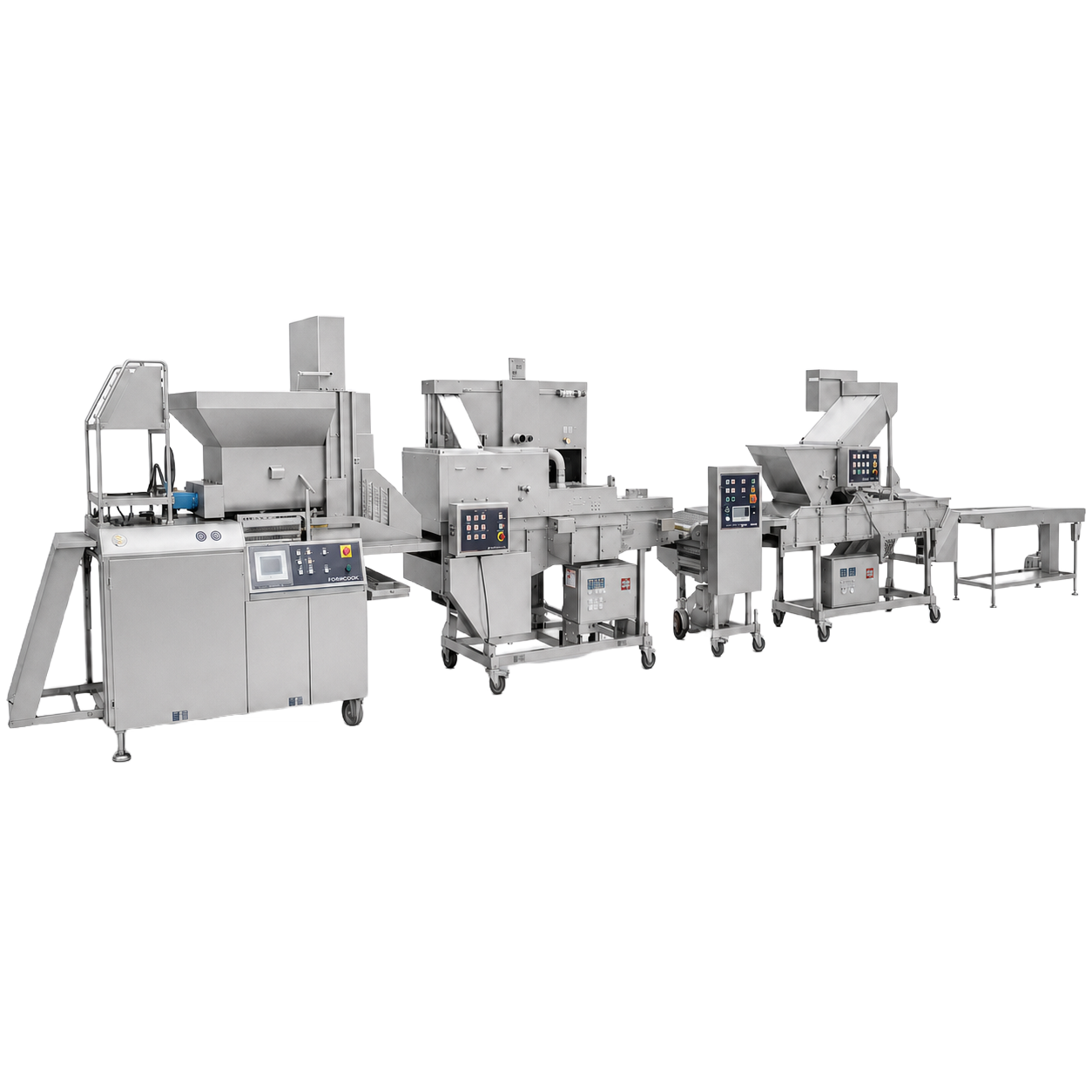 Complete food processing production line integration render