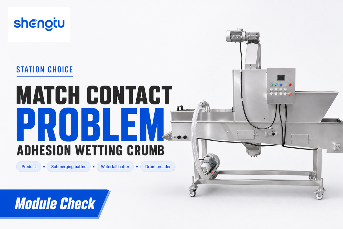 Predust, Submerging Batter, Waterfall Batter, Crumb Applicator And Drum Breader — shengtumachinery.com