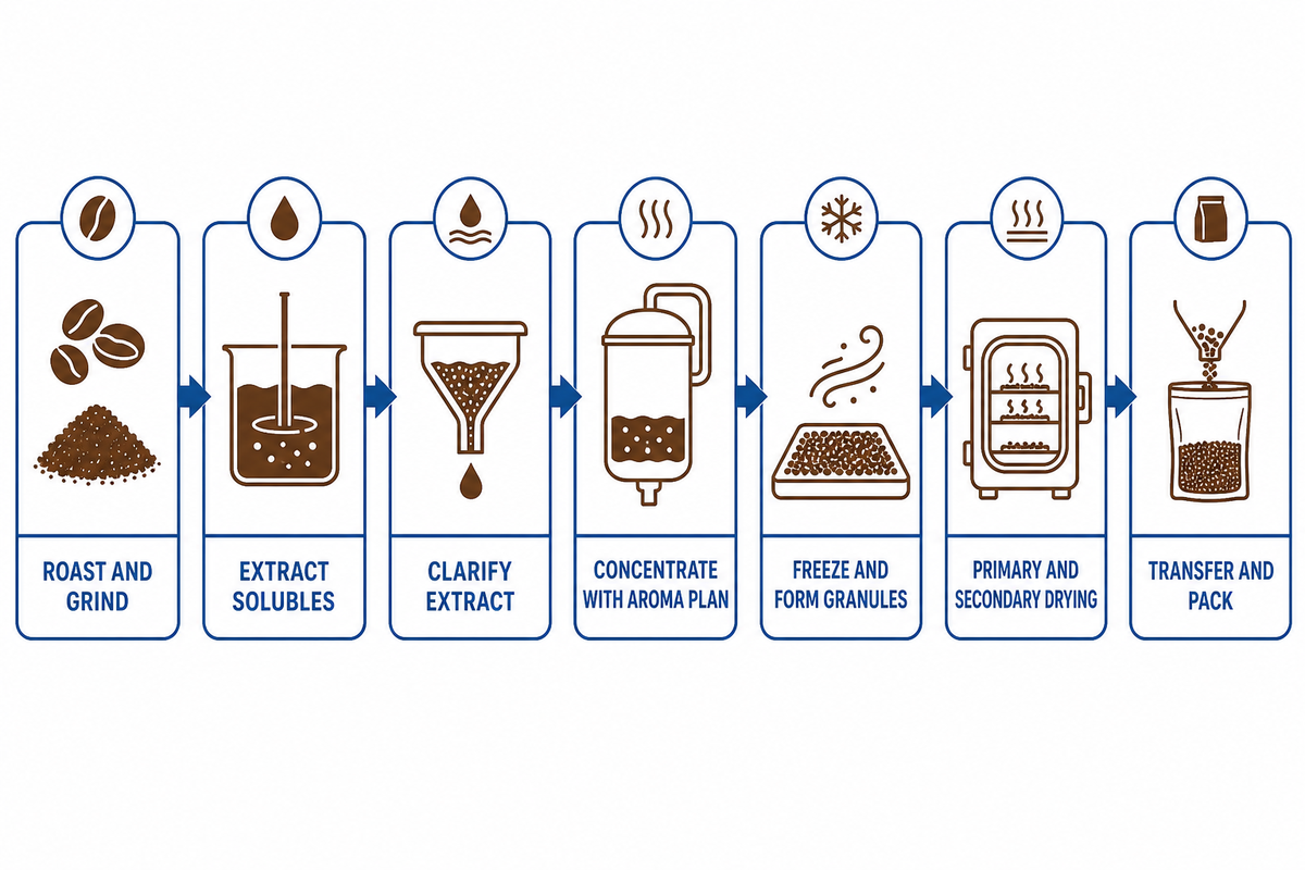 How Freeze-Dried Coffee Moves from Bean to Granule — Shengtu Machinery
