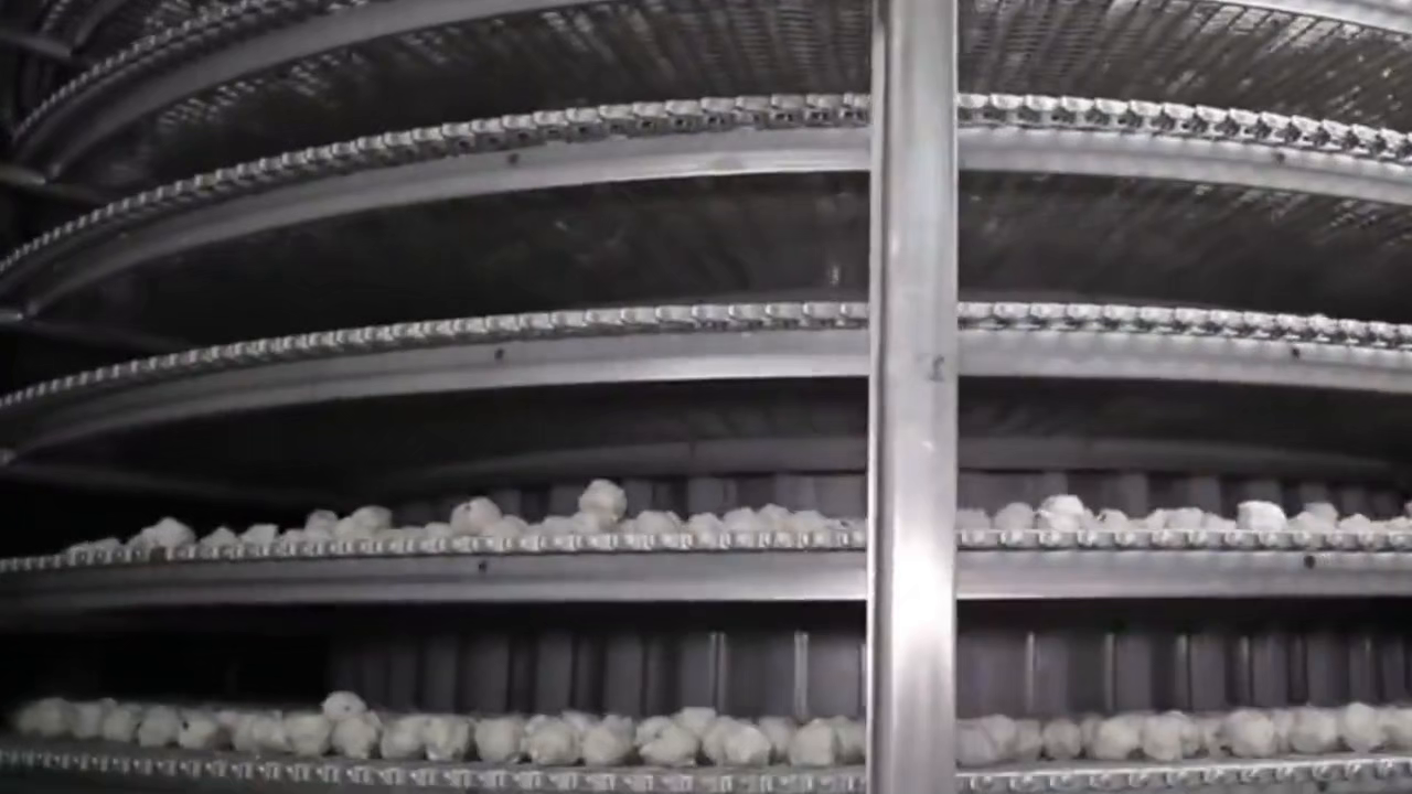 Packed ball products shown at the end of supplied production line footage