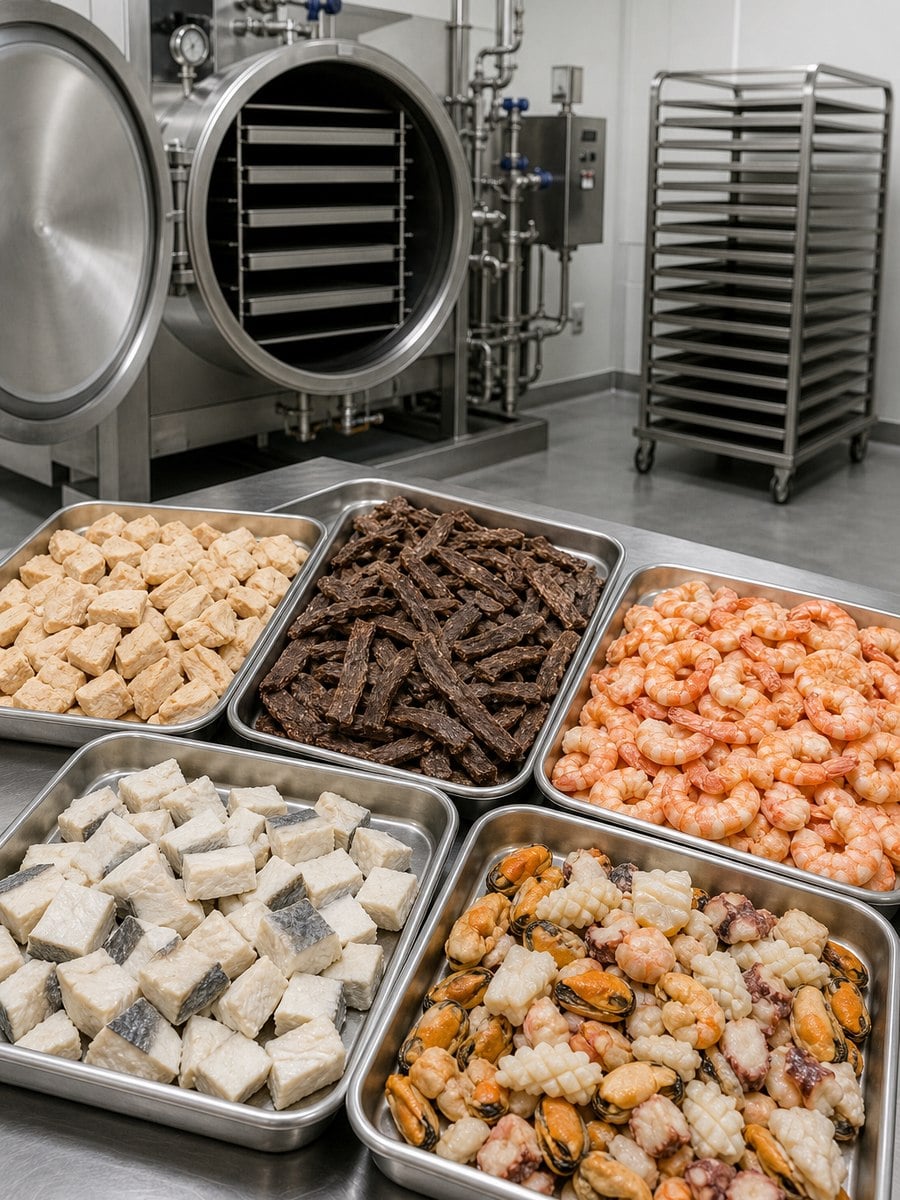 Freeze Dried Meat Seafood Application in Vacuum Freeze Dryer