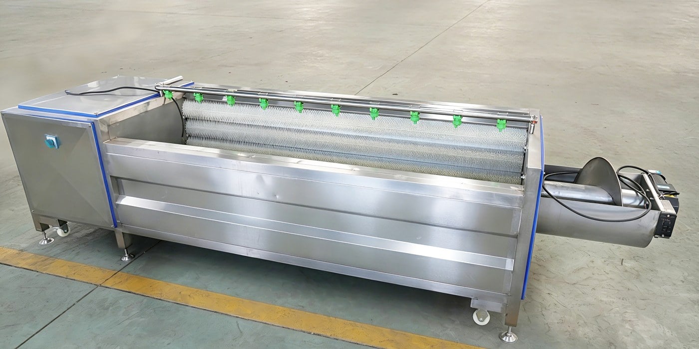 Vegetable washing and peeling machine manufacturing base fabrication