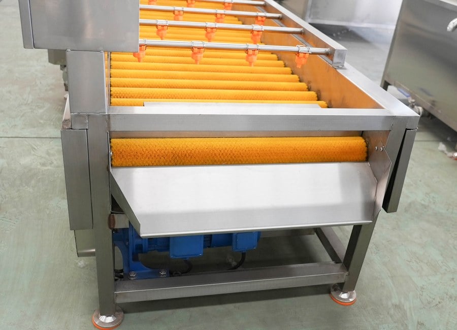 Vegetable washing and peeling specification front conveyor view