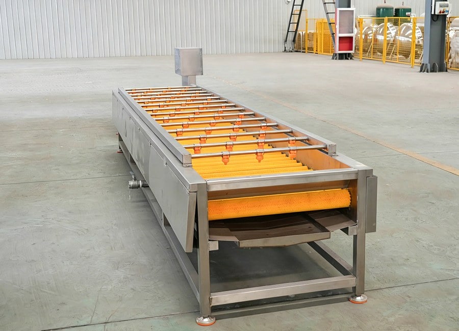 Vegetable washing and peeling specification roller table view