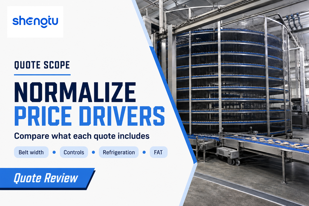 Why spiral freezer prices vary and how to normalize quotes — shengtumachinery.com