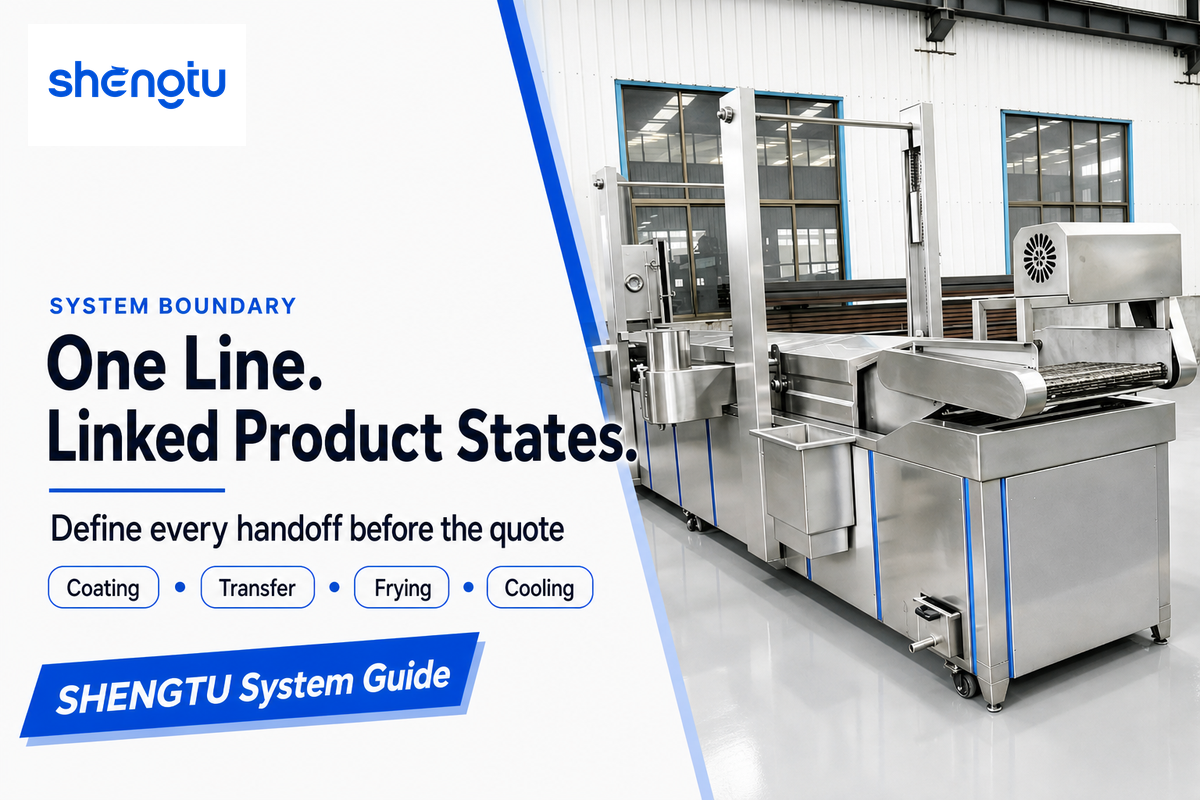 An integrated line links coating, frying, de-oiling and cooling states — Shengtu system guide