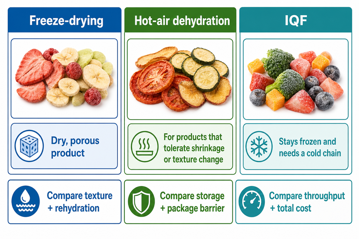 Freeze-Drying vs Dehydration vs IQF: Match the Route to the Product Goal — Shengtu