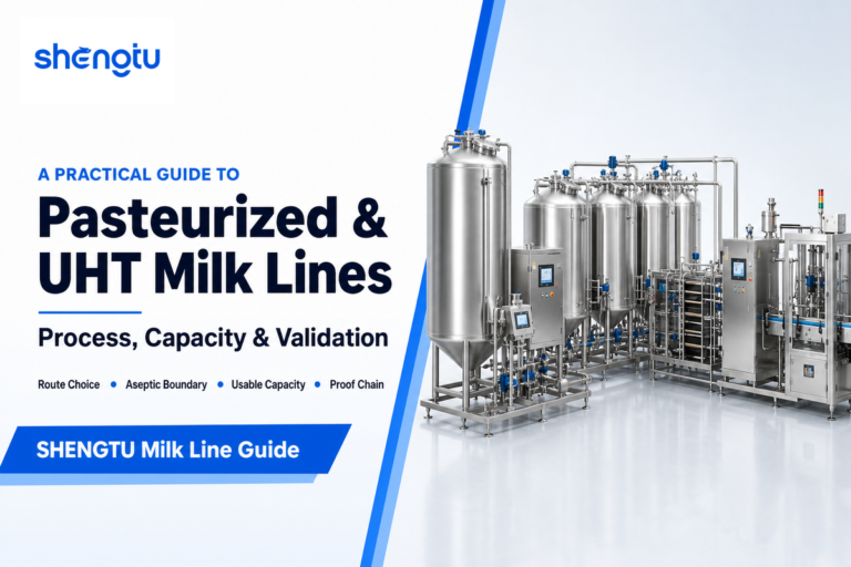 Pasteurized and UHT milk lines diverge at cold-chain or aseptic packaging commitments — Shengtu buyer guide