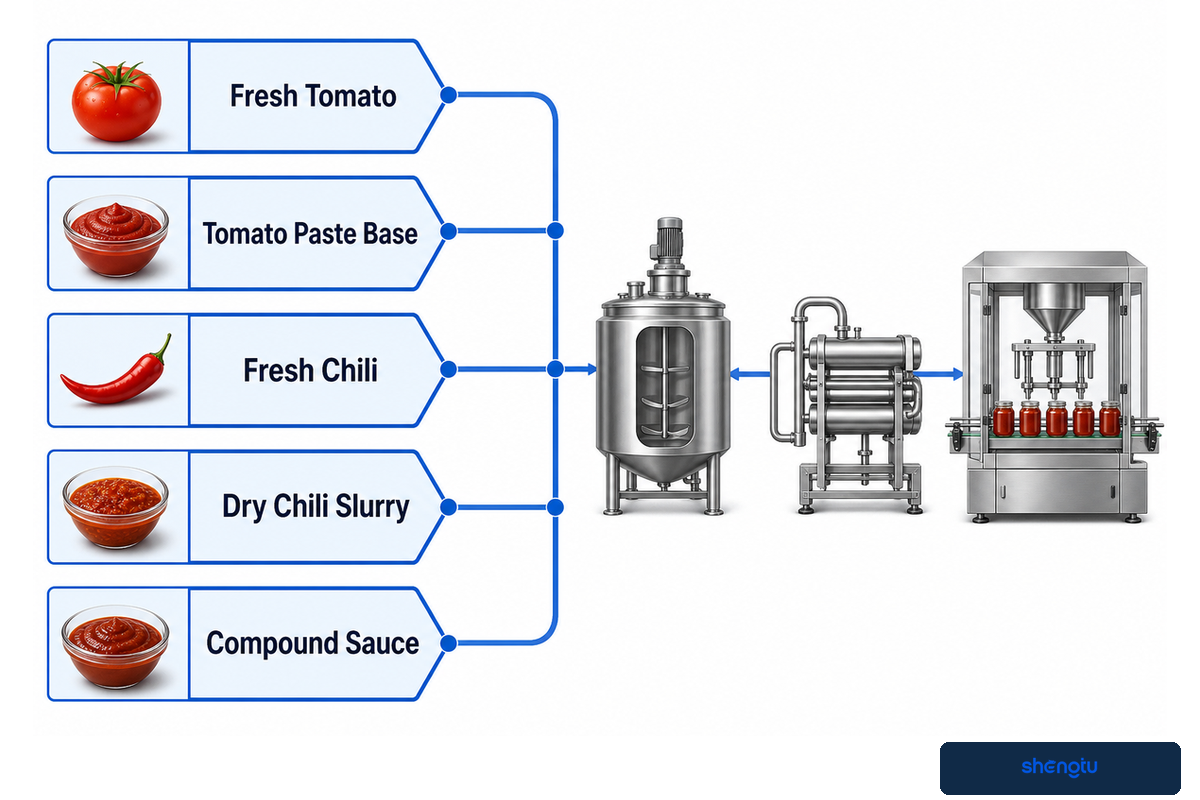 The Five-Route Sauce Switchboard — Shengtu Machinery