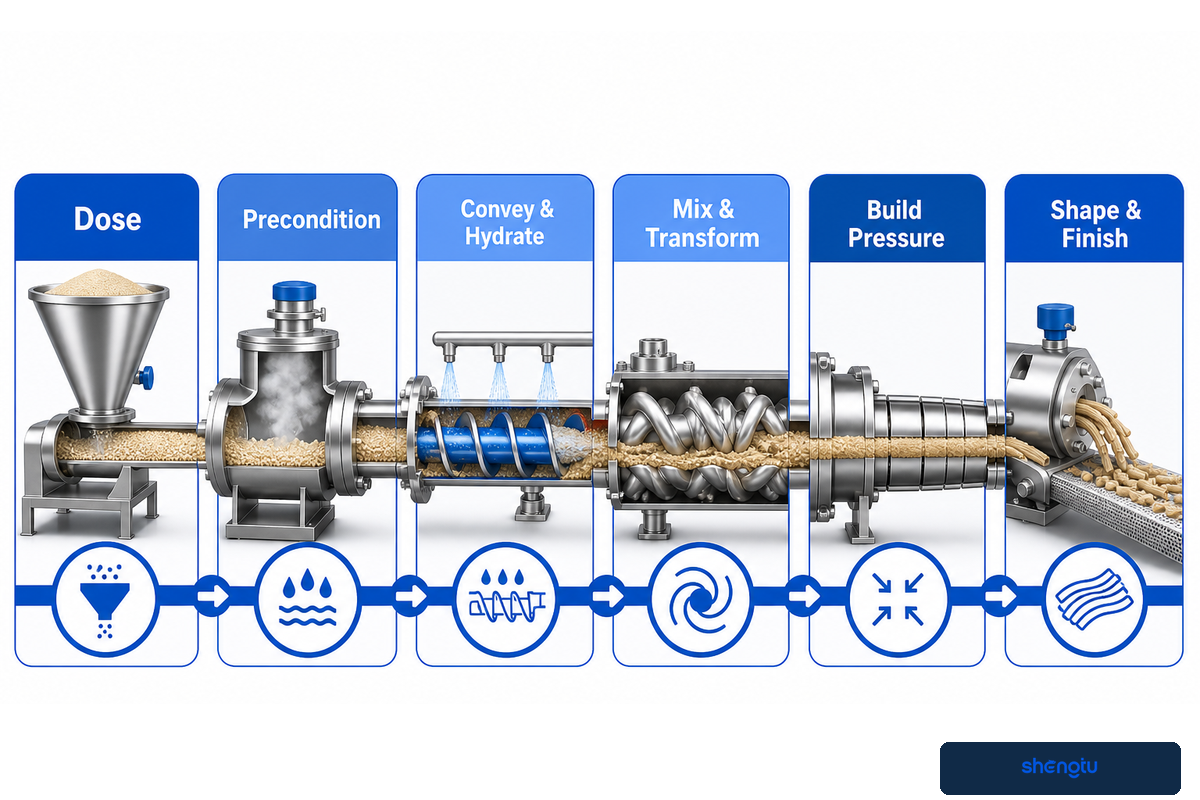 How Does Material Move Through the Food Extrusion Process?