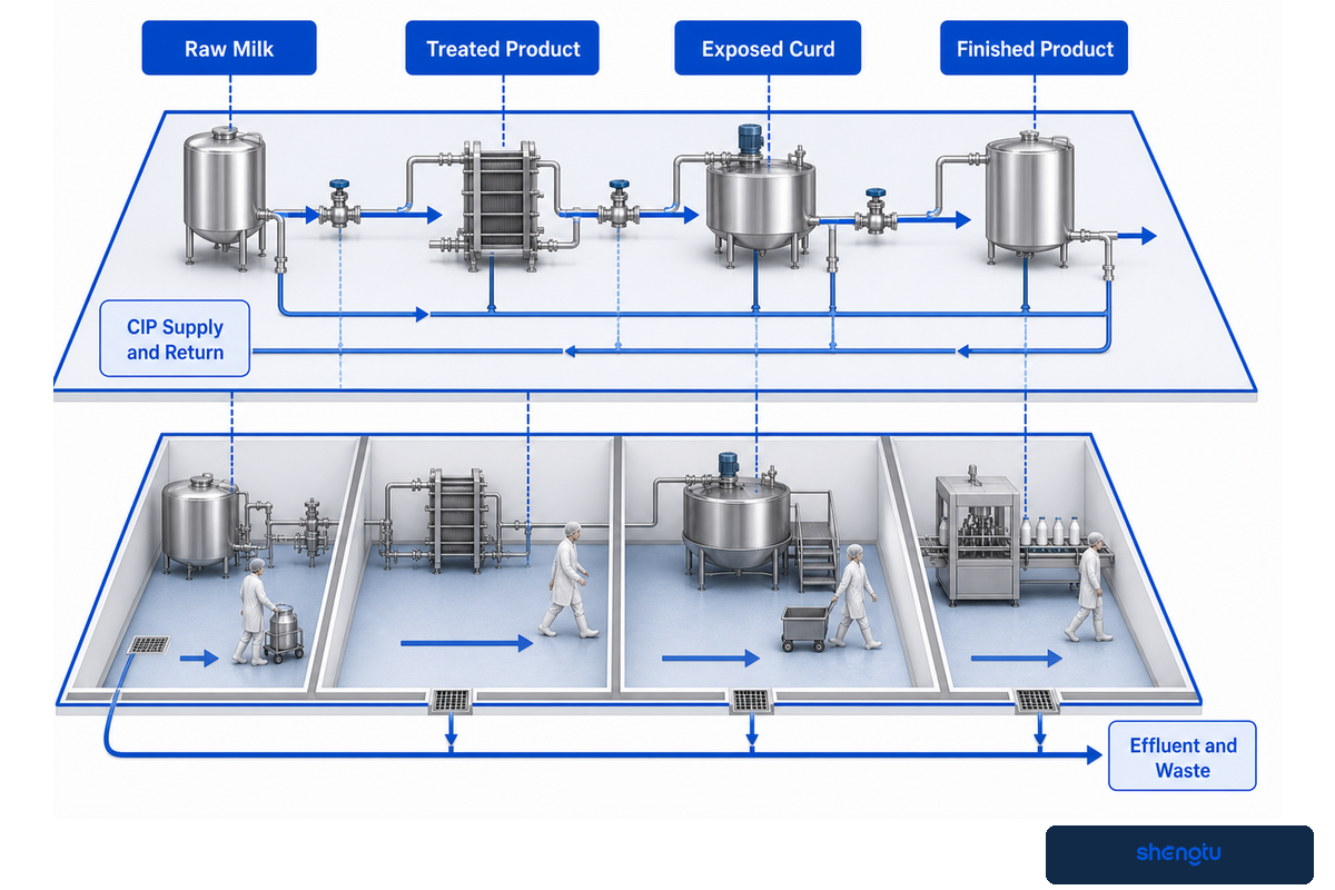 8. Draw Hygienic Boundaries in Pipes and Rooms — Shengtu Machinery