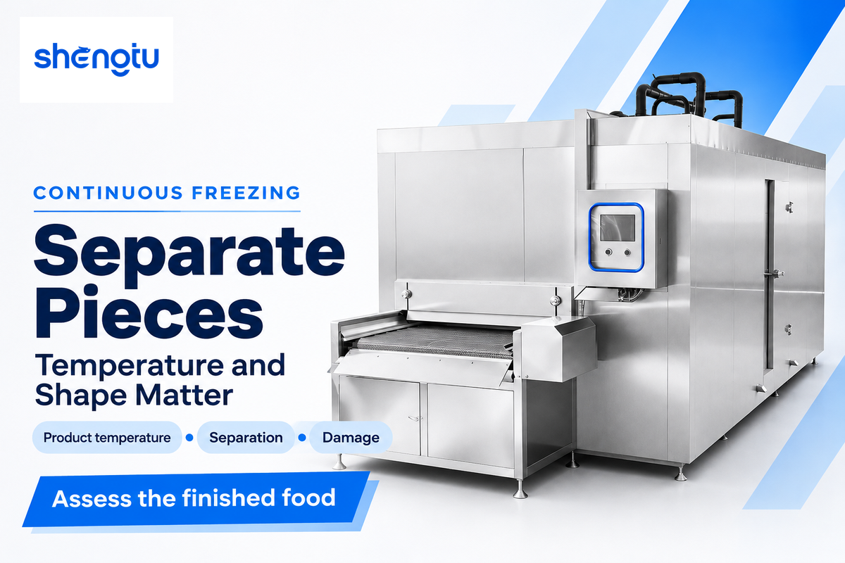 IQF needs separate pieces, the required product temperature and acceptable shape; FAO freezing principles.
