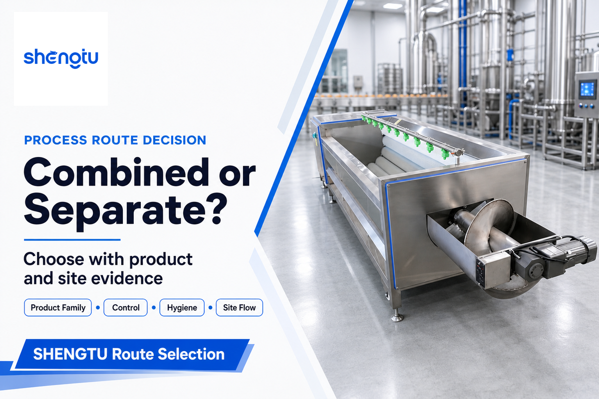 Bandingkan mesin pencuci-pengupas gabungan dengan tahapan terpisah berdasarkan bukti produk, kontrol, higienitas, dan aliran proses